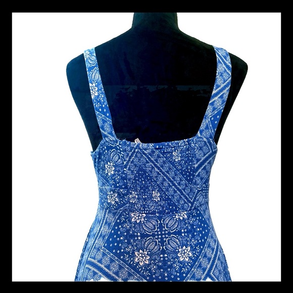 🎉HP🎉American Rag Asymmetrical Blue Print Boho Maxi Dress S Pre-Owned - Picture 3 of 6